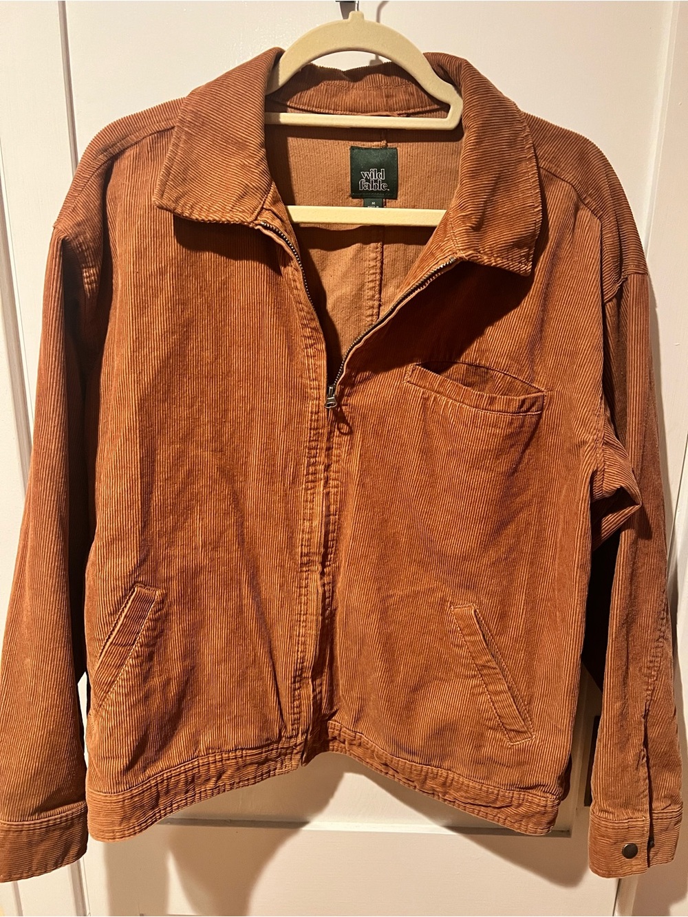 wild fable Corduroy Zip-Front Utility Jacket - Rust Orange